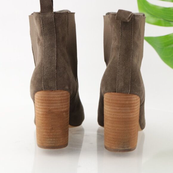 Steve Madden Womens Ravyn Boot Size 9 Taupe Suede Chelsea Block Heel Bootie - Picture 4 of 12